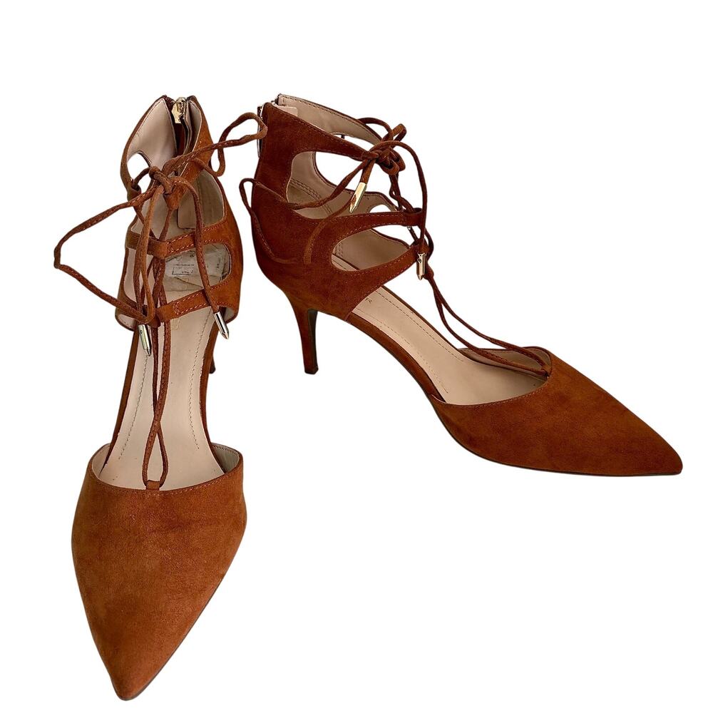 Marc Fisher Tan Lace Up d'orsay Stilleto Heels Pumps 11